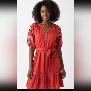 Kate & Sam Women's Floral Embroidered Red Dress NWOT